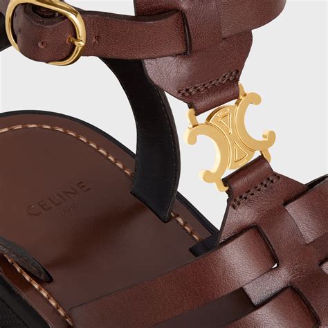 CELINE CLEA TRIOMPHE SANDAL in Raffia & Calfskin